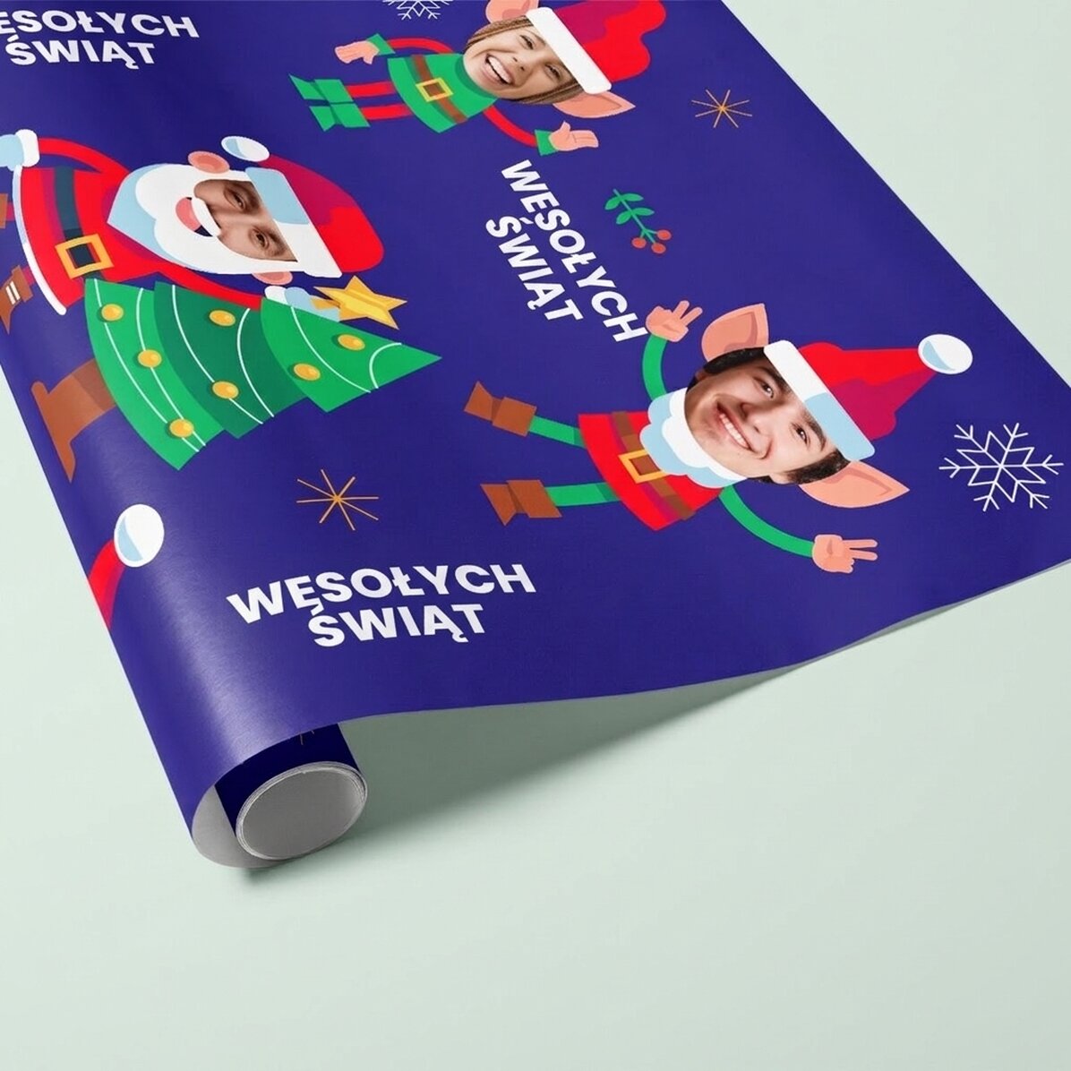 Spersonalizowany papier do pakowania prezentów z 5 zdjęciami – Funny Christmas