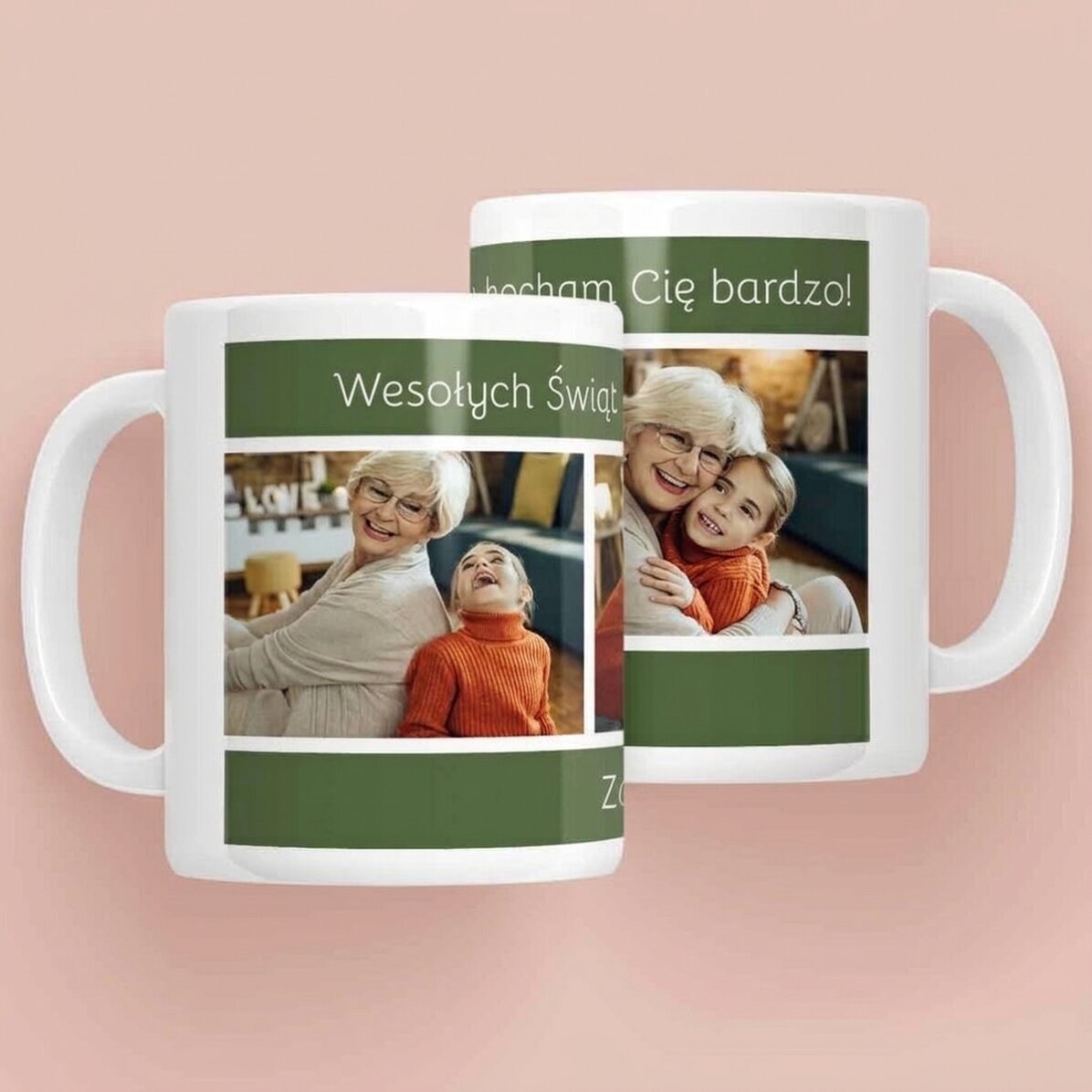 Spersonalizowany kubek z napisem i 3 zdjęciami – Wesołych Świąt!