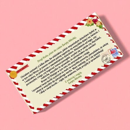 Czekolada z indywidualnym napisem – List od Świętego Mikołaja