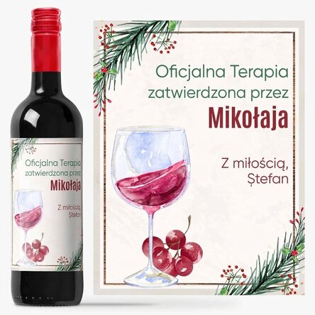 Wino z indywidualnym napisem – Terapia świąteczna