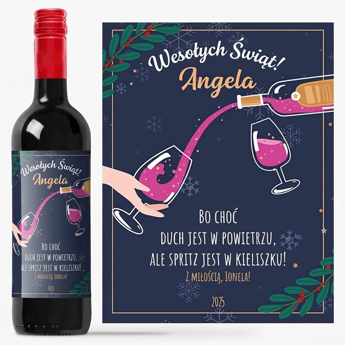 Wino z indywidualnym napisem – Duch Bożego Narodzenia