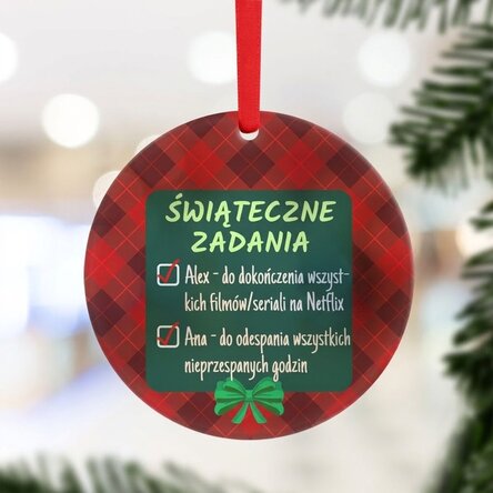 Okrągła ozdoba z indywidualnym napisem – Zadania świąteczne