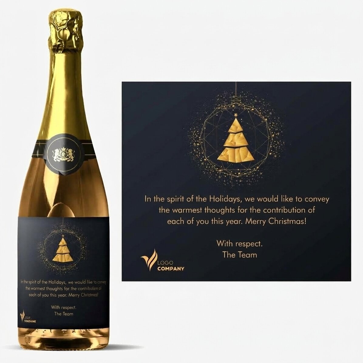 Wino musujące z indywidualnym nadrukiem logo i napisem – Gold