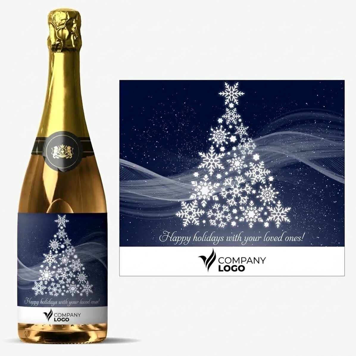 Wino musujące z indywidualnym nadrukiem logo i napisem – Wesołych Świąt!