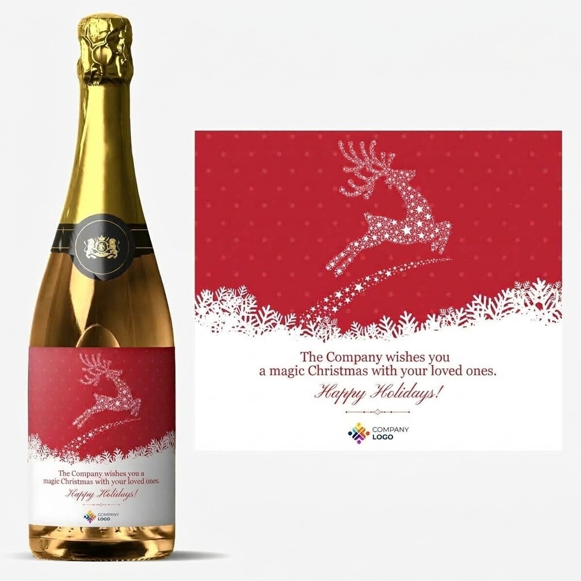 Wino musujące z indywidualnym nadrukiem logo i napisem – Magia Świąt Bożego Narodzenia