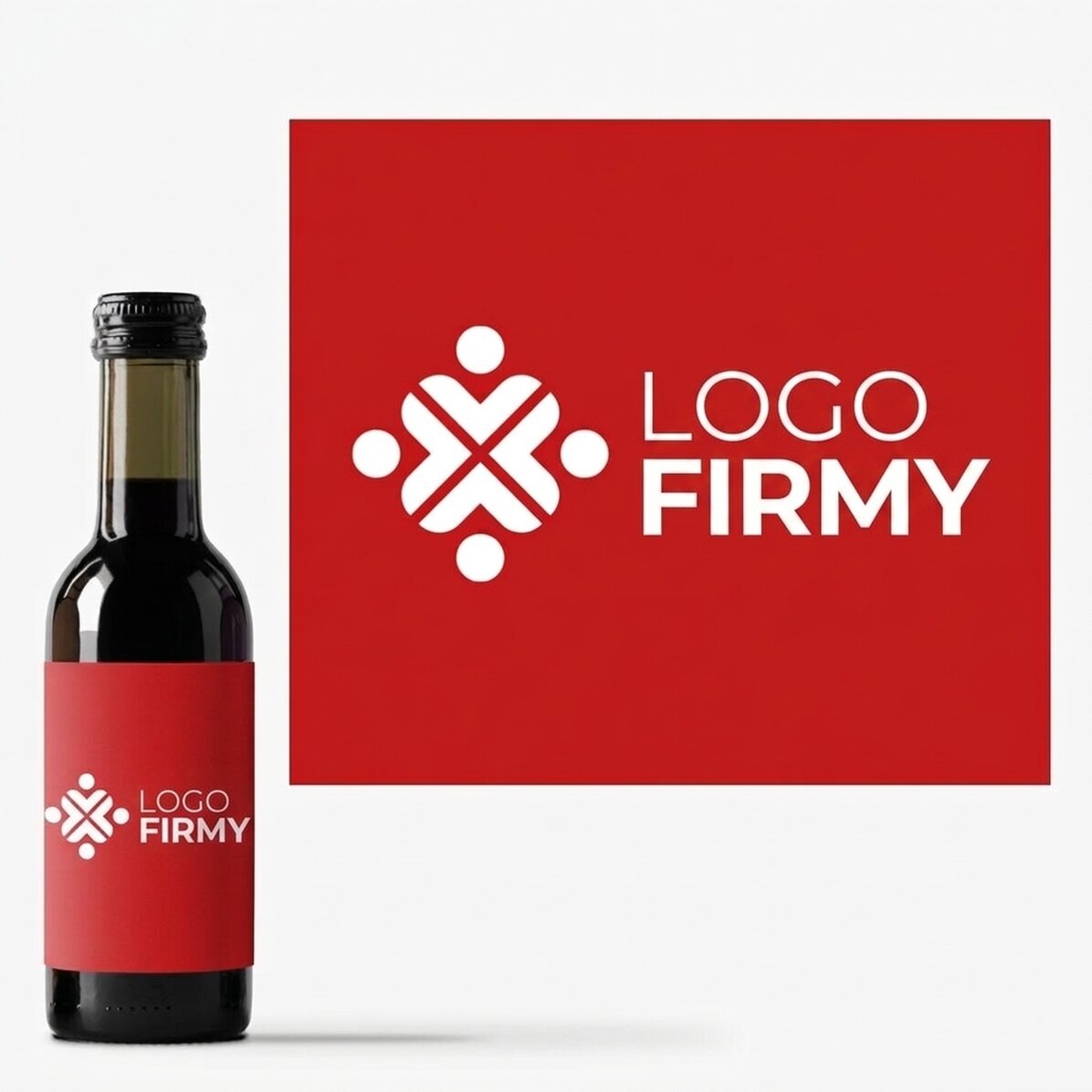 Mała buteleczka wina z indywidualnym nadrukiem logo