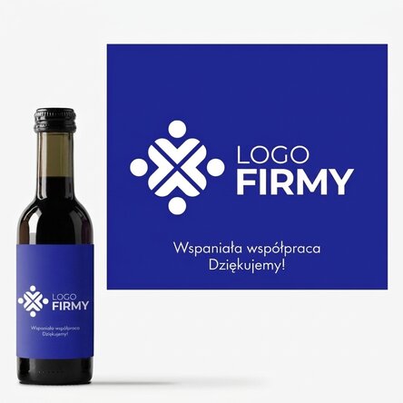 Mała buteleczka wina z indywidualnym nadrukiem – z logo i napisem