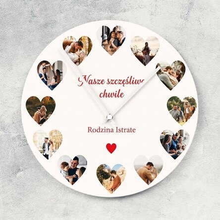 Spersonalizowany zegarek z 12 zdjęciami i napisem – Nasze chwile