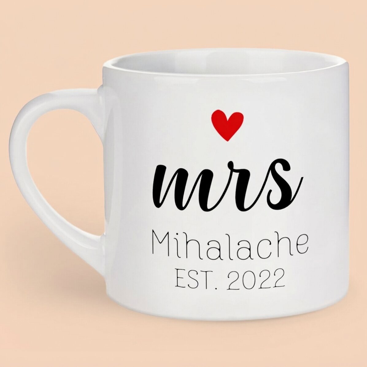 Spersonalizowany kubek do espresso z napisem – Mrs & Mr