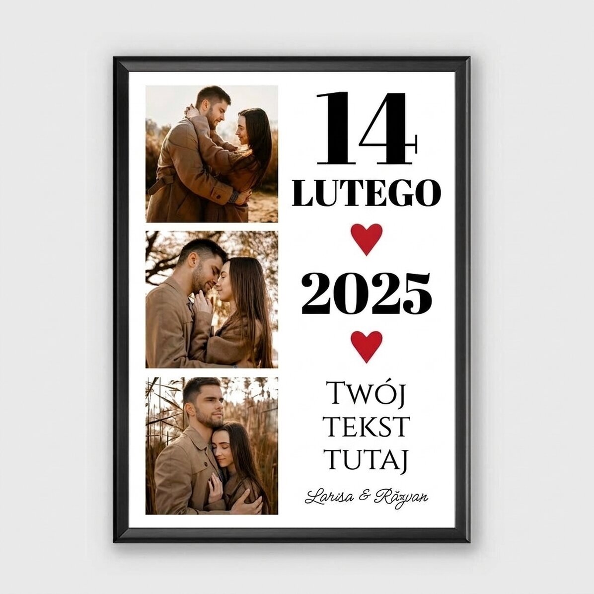 Spersonalizowany obrazek z 3 zdjęciami i napisem – Love