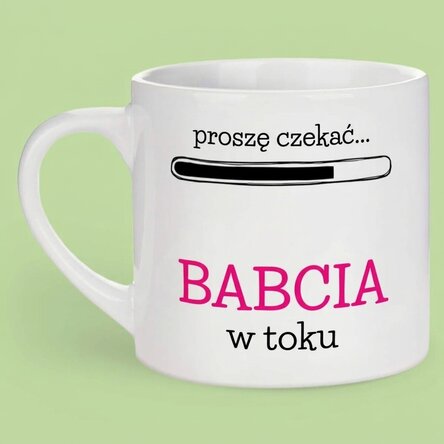 Spersonalizowany kubek do espresso z napisem – „Przyszła babcia”