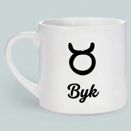 Spersonalizowany kubek do espresso ze zdjęciem i napisem – znak zodiaku Byk