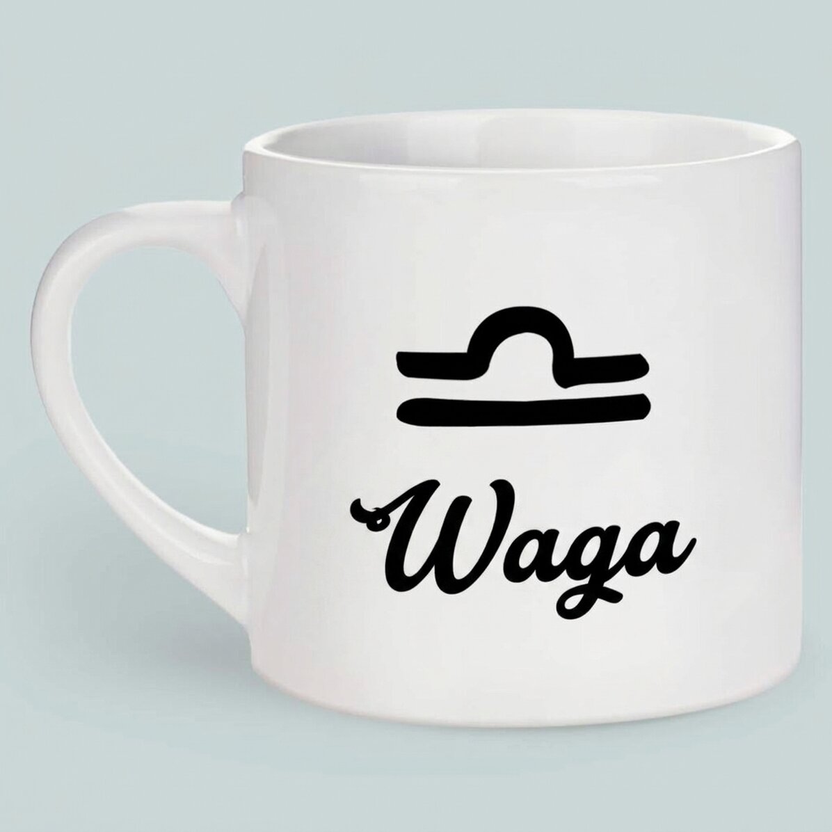 Spersonalizowany kubek do espresso ze zdjęciem i napisem – znak zodiaku Waga