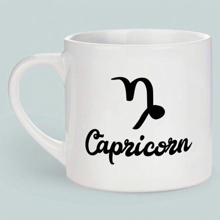 Spersonalizowany kubek do espresso ze zdjęciem i napisem – znak zodiaku Koziorożec