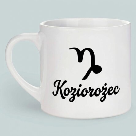 Spersonalizowany kubek do espresso ze zdjęciem i napisem – znak zodiaku Koziorożec