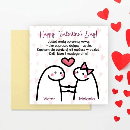 Spersonalizowana kwadratowa kartka z napisem – Cute love