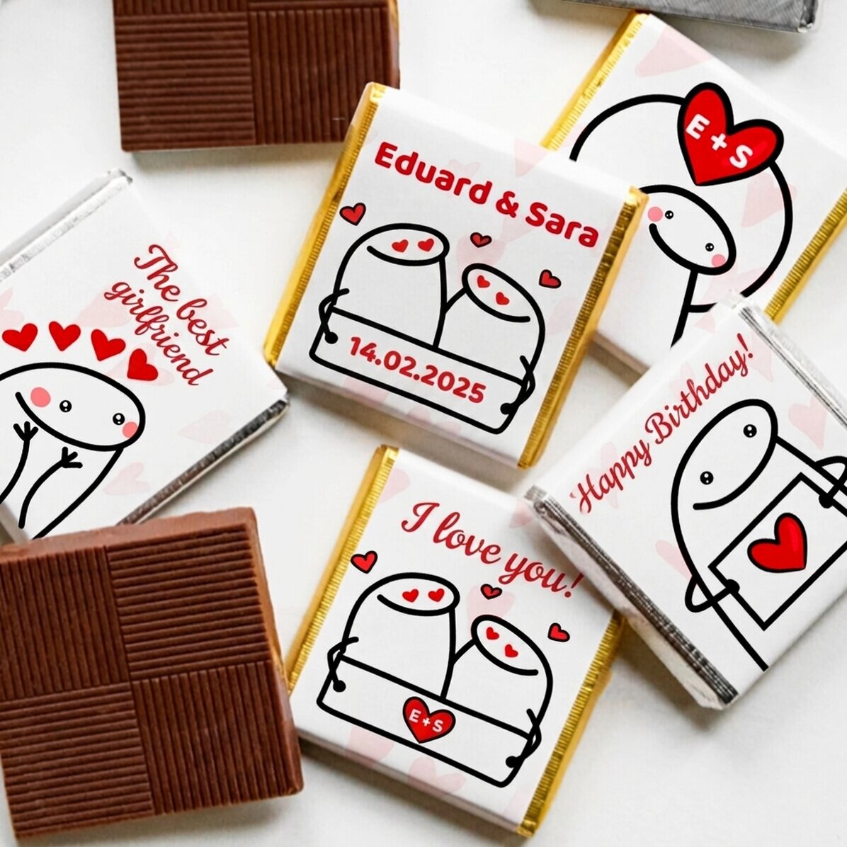 Zestaw 5 mini czekoladek z indywidualnym napisem – Cute love