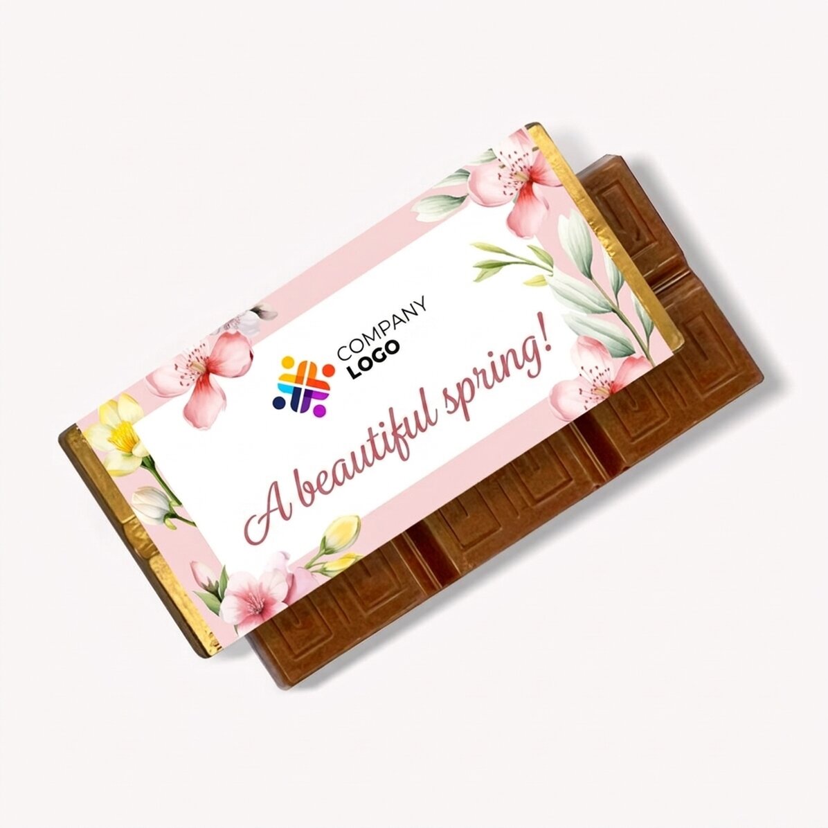 Mini tabliczka czekolady z indywidualnym napisem i logo – Wiosna