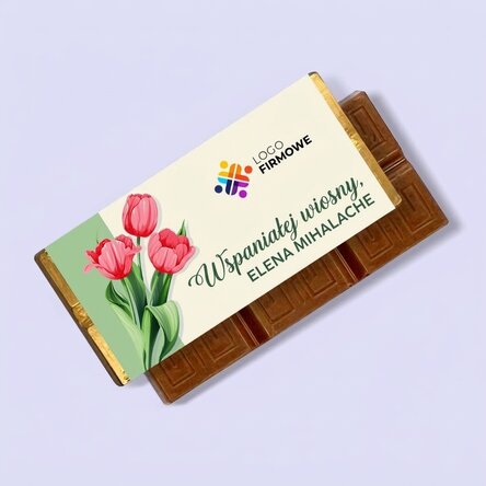 Mini tabliczka czekolady z indywidualnym nadrukiem logo i napisem – Cudowna wiosna