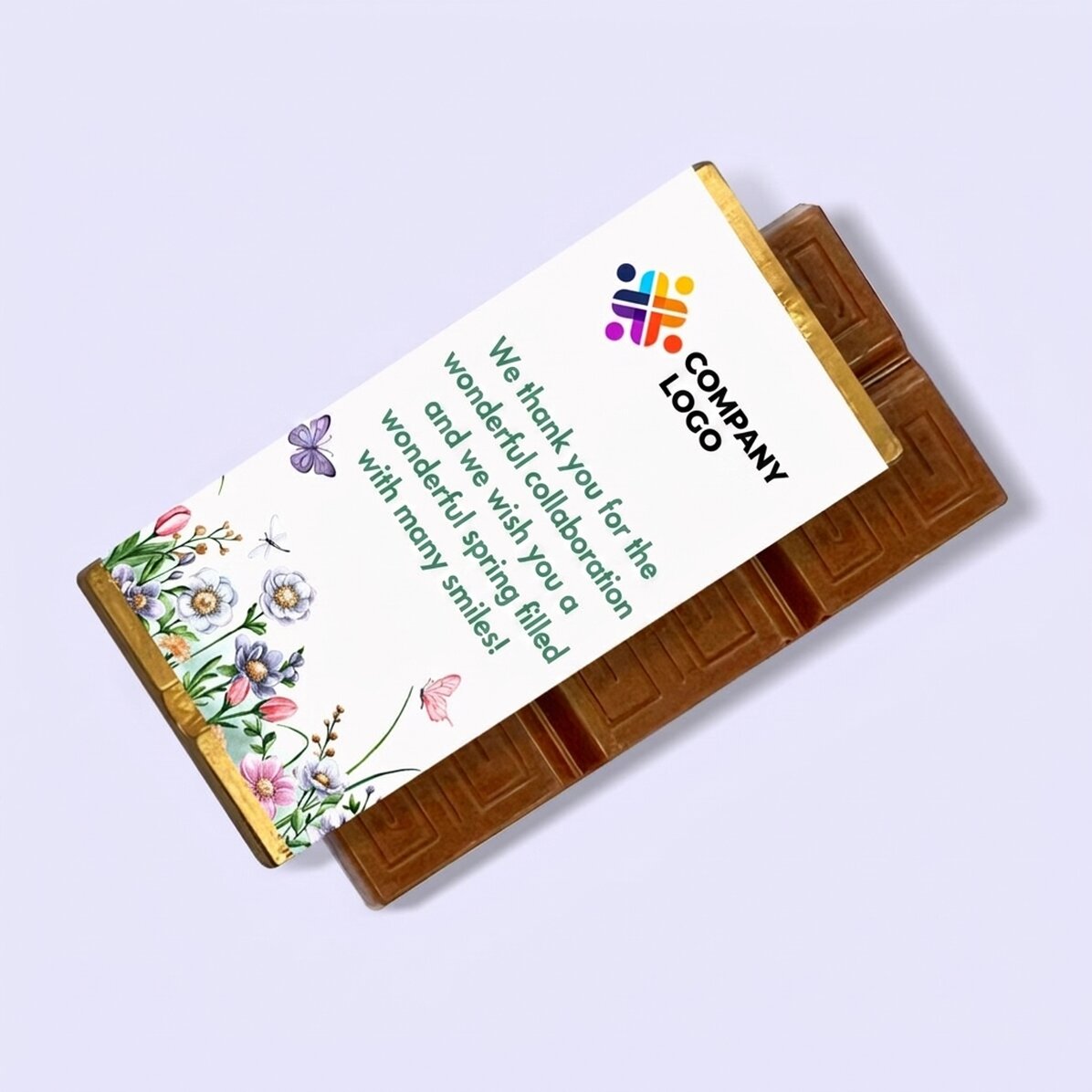Mini tabliczka czekolady z indywidualnym nadrukiem logo i napisem – Floral