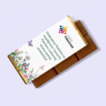Mini tabliczka czekolady z indywidualnym nadrukiem logo i napisem – Floral