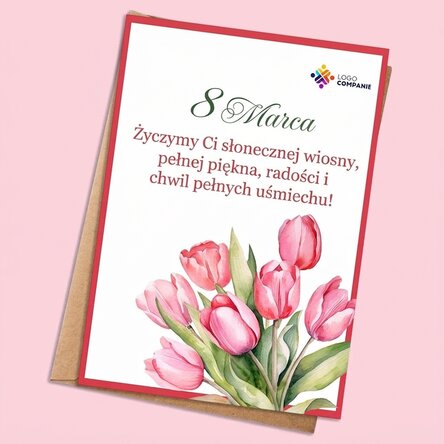 Spersonalizowana kartka z wiadomością i logo – Kwiaty