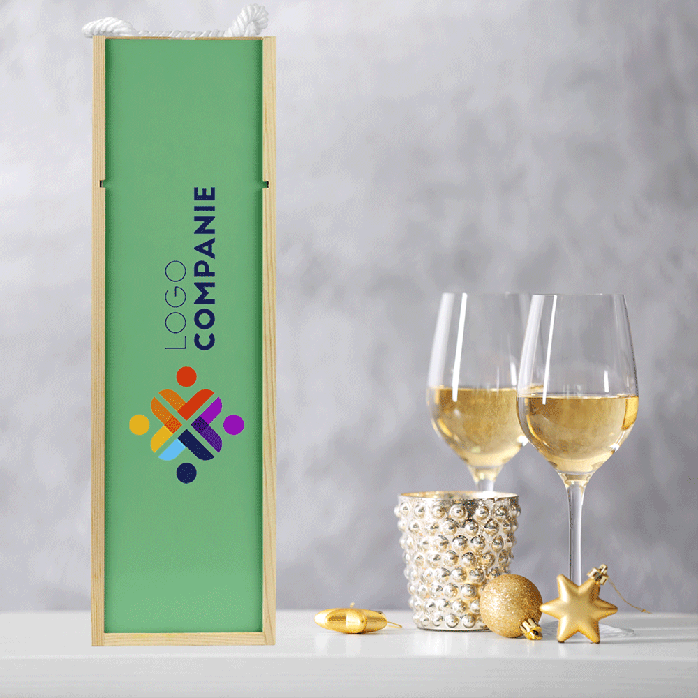Personalised wine box with logo and interchangeable background