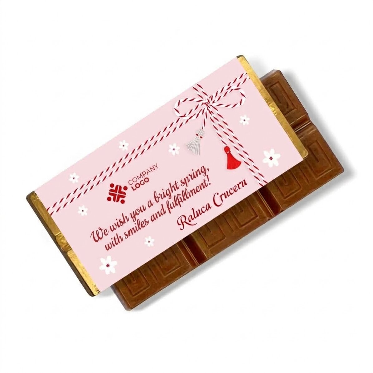 Mini tabliczka czekolady z indywidualnym nadrukiem logo i wiadomością – 1 marca