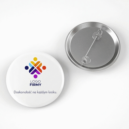 Spersonalizowana plakietka z pionowym logo i napisem
