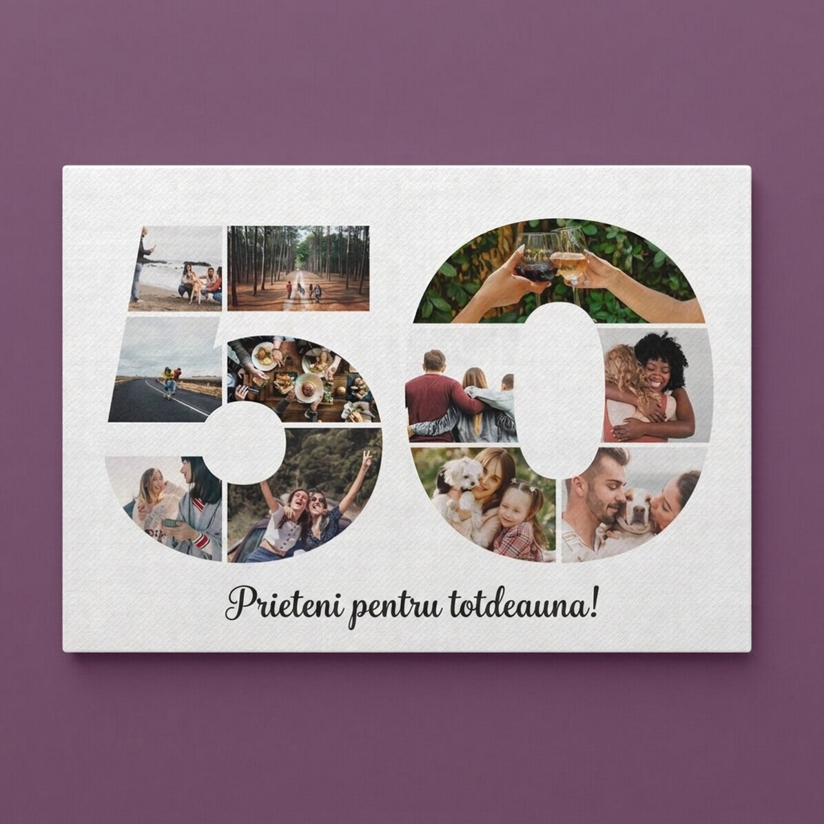 Spersonalizowany obraz na płótnie w formacie poziomym z 11 zdjęciami – wzór nr 50 oraz tekstem