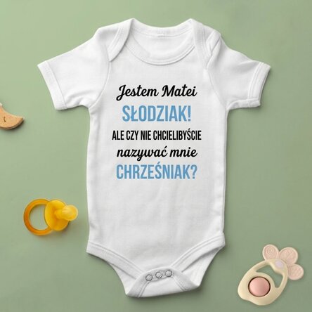 Body dla dzieci z indywidualnym napisem – Prośba o bycie rodzicem chrzestnym