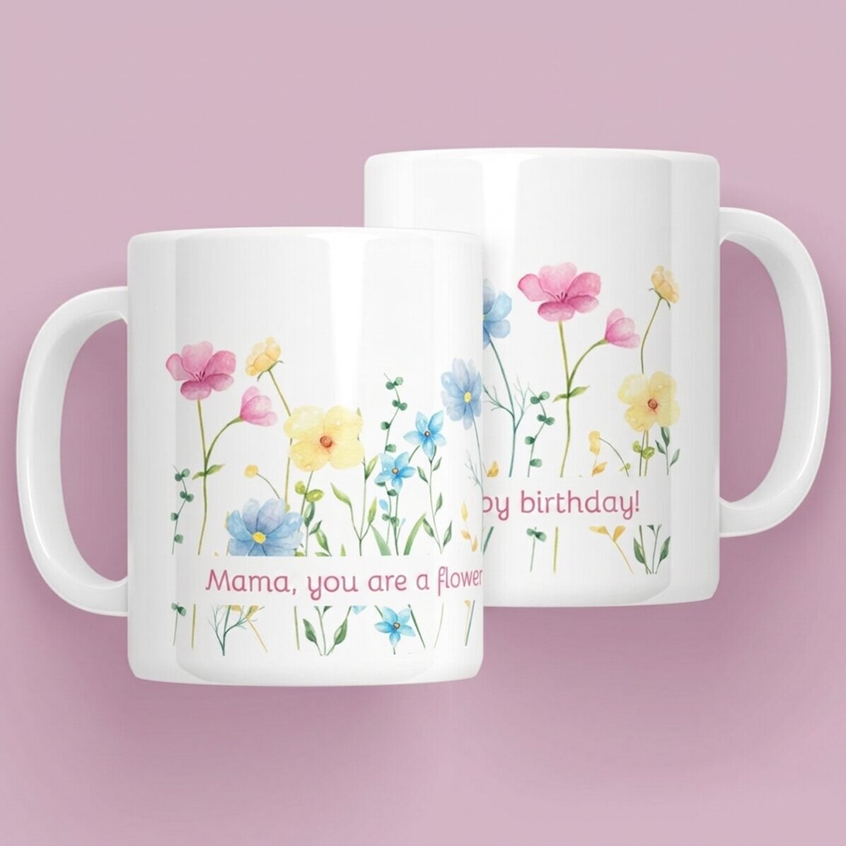 Spersonalizowany kubek z napisem – Flowers