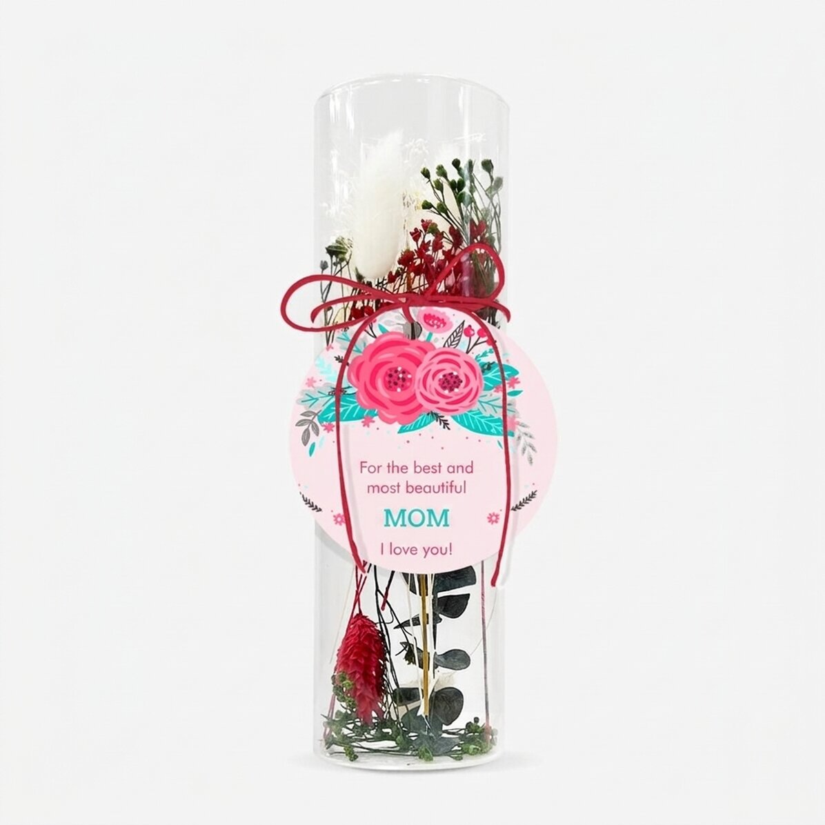 Glass ornament with preserved flowers personalised with text - Flowers