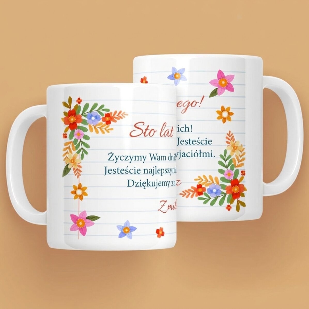 Spersonalizowany kubek z napisem – Kwiaty