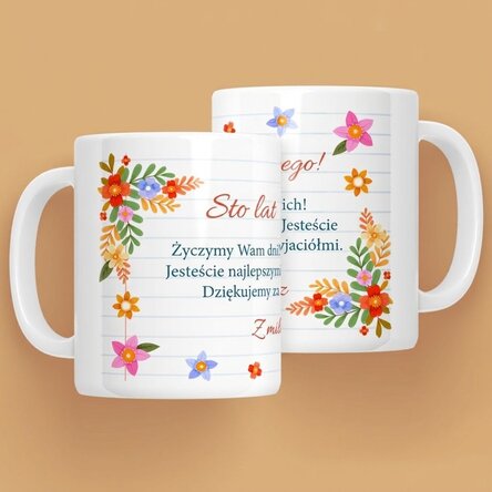 Spersonalizowany kubek z napisem – Kwiaty