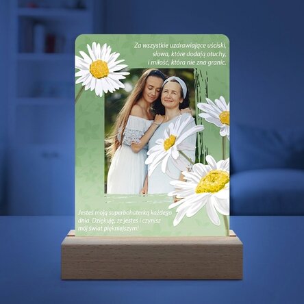 Spersonalizowana lampa nocna LED ze zdjęciem i napisem – Daisies