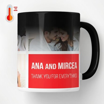 Personalised heat-sensitive mug with 5 photos and text