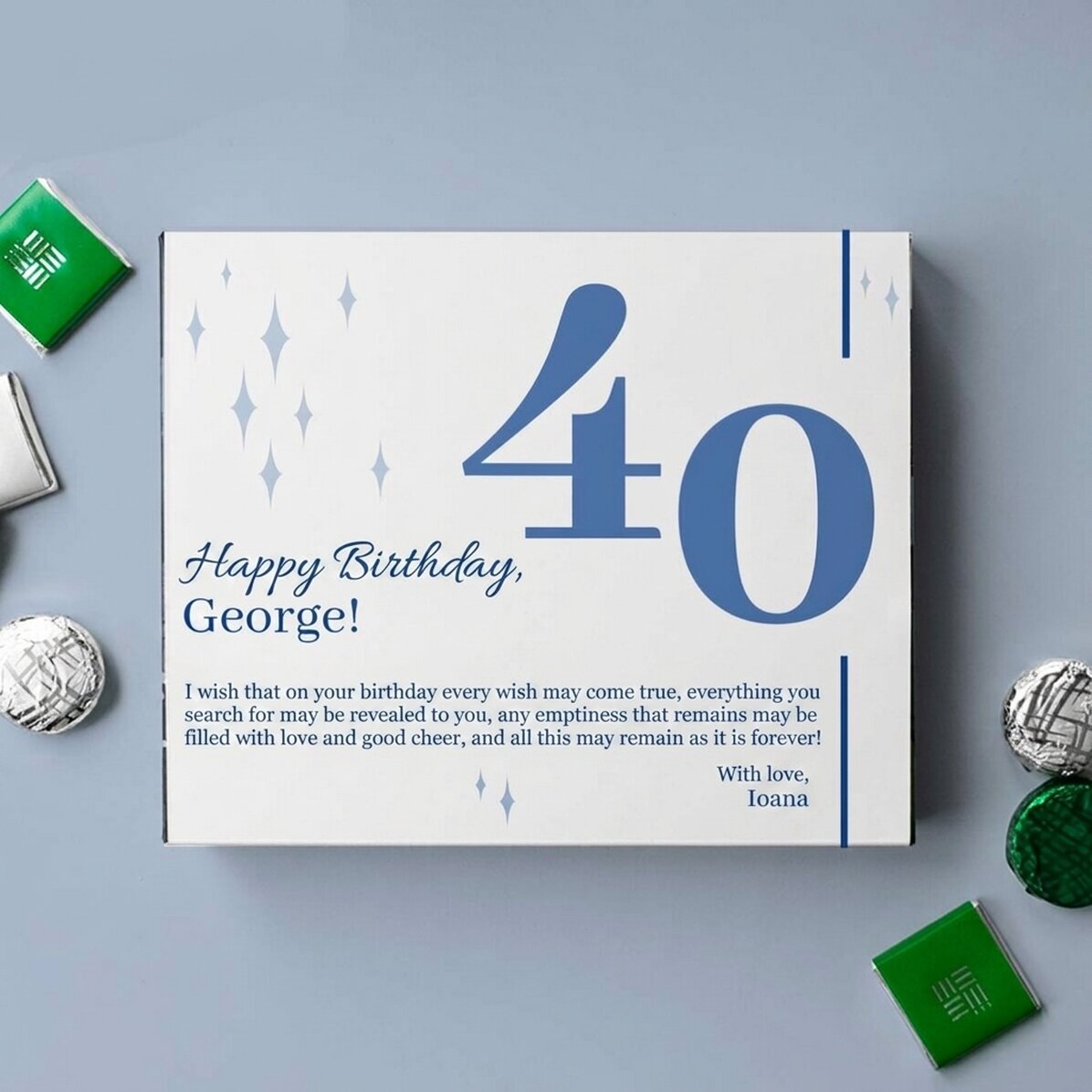Spersonalizowane pudełko cukierków z napisem – „Happy Birthday!”