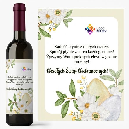 Wino z indywidualnym nadrukiem z logo i napisem – Wielkanoc