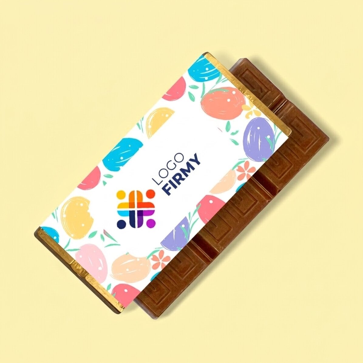 Mini tabliczka czekolady z indywidualnym nadrukiem logo i wiadomością – Kolorowe jajka