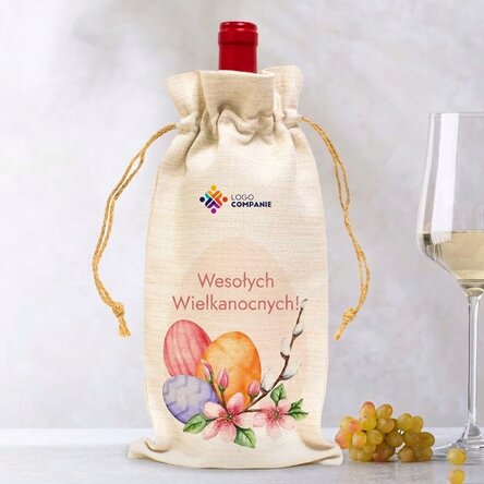 Spersonalizowana torebka na butelkę wina z logo i napisem – Wesołych Świąt!