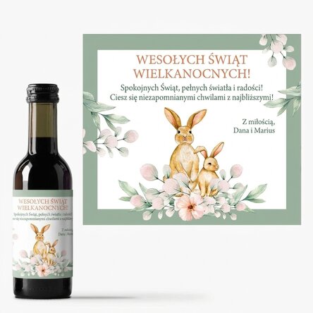 Mała buteleczka wina z indywidualnym napisem – Wesołych Świąt Wielkanocnych!