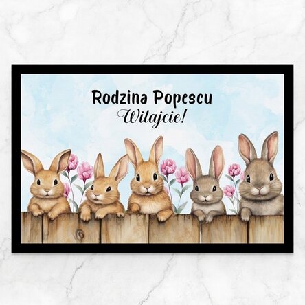 Spersonalizowana wycieraczka z napisem – Wielkanocne króliczki