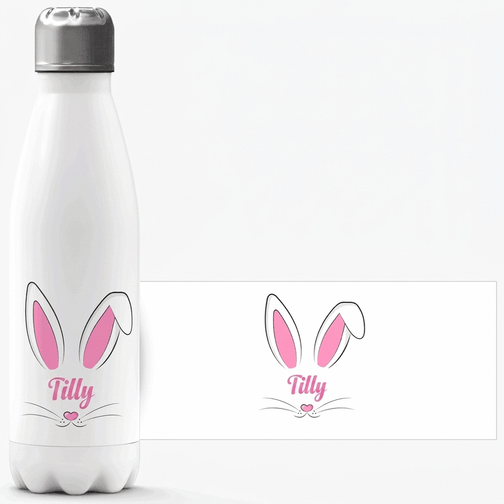 Termos z białą podstawą, spersonalizowany imieniem – Bunny