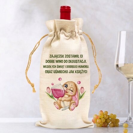 Spersonalizowana torba na butelkę wina – Drinking bunny