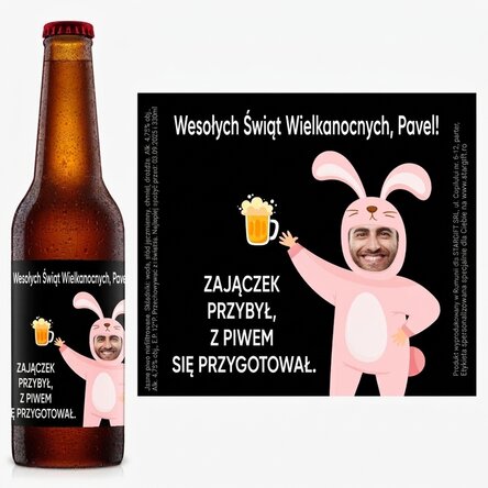 Piwo z własnym zdjęciem i napisem – Królik