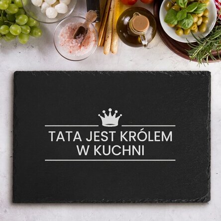 Spersonalizowana płyta z łupka z wygrawerowanym napisem – The King Of The Kitchen