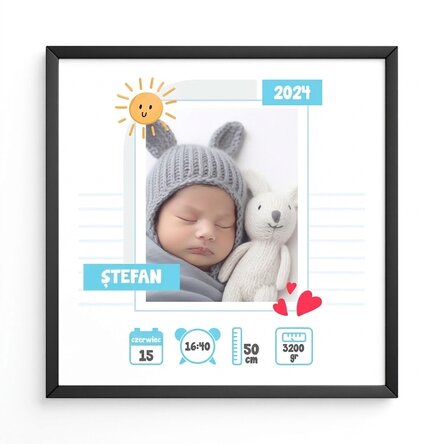 Spersonalizowany obrazek ze zdjęciem i dedykacją – Hello, Baby