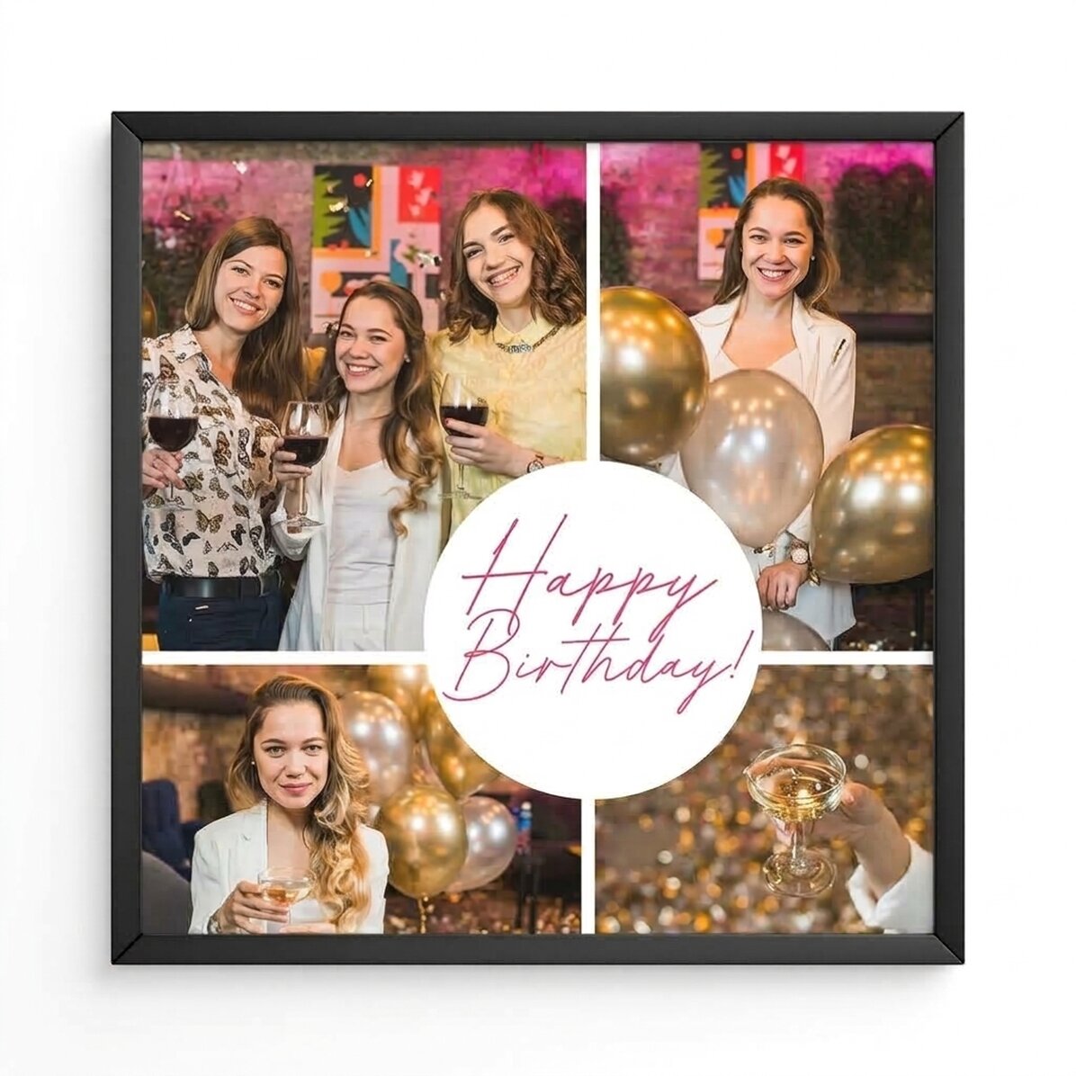 Spersonalizowany obrazek z 4 zdjęciami i napisem – „Happy Birthday”