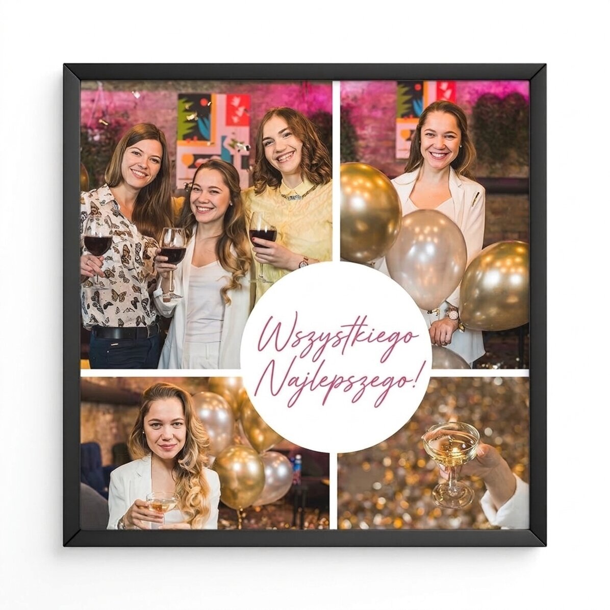 Spersonalizowany obrazek z 4 zdjęciami i napisem – „Happy Birthday”